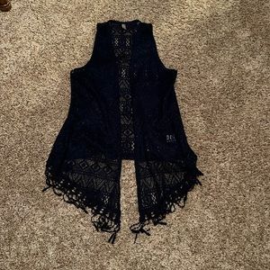 Navy lace fringe Vanity vest